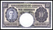 Government of Jamaica, Ten Shillings, 4 July 1960, 69D 97930, signature of E.R. Richardson (Pick 46). About...