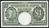 Government of Jamaica, One Pound, 7 April 1955, 20B 44602, signature of F. Williams (Pick 41b). About uncirculated...