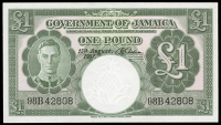 Government of Jamaica, One Pound, 15 August 1957, 98B 42808, signature of E.R. Richardson (Pick 41b). Uncirculated...