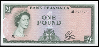 Bank of Jamaica, One Pound, 1961, AL 893398, signature of S.W. Payton (Pick 51). Uncirculated 	£150-200
