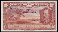 Bahamas, Government, Ten Shillings, [1930], A/1 053186, Bethel-Stafford Lomax-Moore signatures (Pick 6). Crisp,...