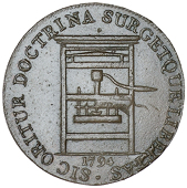 Central London, Lincoln’s Inn Fields, Franklin Press, Halfpenny, 1794, printing press, rev. legend, edge plain,...