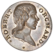 Central London, Soho, Robert Orchard, James’s Halfpenny, bust right, rev. City arms, edge plain, 9.40g/5h (DH...