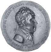 Central London, Soho, Robert Orchard, a trial in lead for the obv. of Milton’s Penny, 1803, draped bust right,...