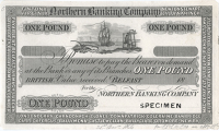 Ireland, Northern Banking Company, One Pound, uniface proof on paper, stamped SPECIMEN at bottom right, ‘21st Dec...
