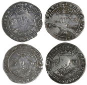 Edward VI (1547-1553), Third period, Fine issue, London (4), all mm. tun, frosted caul (2), 3.00g/7h, 2.91g/3h,...
