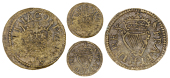 James I (1603-1625), Harington issues, Type 3, mm. martlet, 0.34g/6h (E 22b; BMC 51; Cooke 932-5; S 2676A). Fine or...