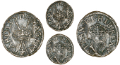 Charles I (1625-1649), Maltravers issues, Type 4, mm. lis, 0.66g/12h (E 141a; BMC 286; Cooke 1477-8; S 3200). Fine...