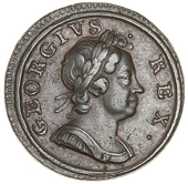 George I (1714-1727), 1717, first a in britannia over n (Cooke 457; BMC 783 var; S 3661). Very fine, attractively...