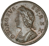George II (1727-1760), 1733 (Cooke 408; BMC 860; S 3720). Good very fine, obverse with a hint of original colour...