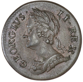 George II (1727-1760), 1746 (Cooke 377; BMC 887; S 3722). Small spot on lower neck, otherwise extremely fine,...