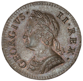 George II (1727-1760), 1754, narrow-spaced date (Cooke 369; BMC 892; S 3722). Extremely fine, obverse with a hint of...