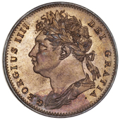 George IV (1820-1830), 1825, obv. 1 (Cooke 255; BMC 1414; S 3822). Slight staining, otherwise virtually as struck,...