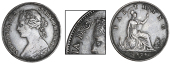 Victoria (1837-1901), 1874h, both gs on obv. over sideways gs (Cooke 136; F 527; BMC 1888; S 3959). Obverse rim...