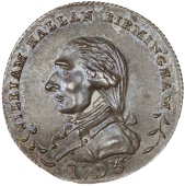 Warwickshire, Birmingham, William Hallan, Halfpenny, 1793 (DH 131). Good extremely fine, attractive patina, scarce...