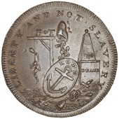Middlesex, Piccadilly, London Corresponding Society, Skidmore’s mule Halfpenny, man hanging/LCS cypher (DH...