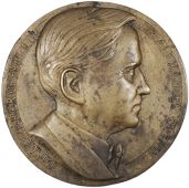 Sir Alexander Fleming, c. 1956, a large uniface cast bronze medal by F. Kovacs, bust right wearing bow-tie, sir...