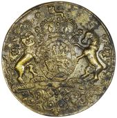 Capture of Portobello, 1739, a brass medal signed I.W., royal arms and supporters, rev. six ships entering harbour,...
