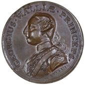 George, Prince of Wales, and Prince Edward, 1759, a copper medal by A. Vere, bust of George left, rev. bust of...