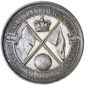 Royal Thames Yacht Club, International Jubilee Ocean Race, a silver award medal by Elkington, crossed flags, crown...