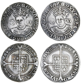 Edward VI (1547-1553), Third period, Fine issue, London (2), both mm. Y on rev. only, large lettering both sides and...