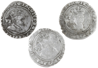 James I (1603-1625), Second coinage, 1607 (3), mm. coronet on obv., grapes on rev., mm. coronet (2, one over grapes...