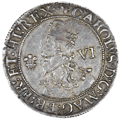 Charles I (1625-1649), Provincial issues, Aberystwyth mint, mm. book, large plume above shield, inner circles,...