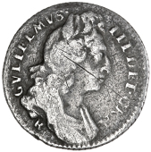 William III (1694-1702), 1696b, first bust, large crowns, early harp, reads gvliflmvs (cf. ESC 1535; S 3521). About...