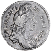 William III (1694-1702), 1696, first bust, large crowns, later harp, no stops on rev. (ESC 1544; S 3527). Old...