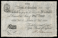 H. Hase, One Pound, 17 February  1826, no. 53537 (Dugg. B201d). About very fine, toned 	£1,800-2,000



