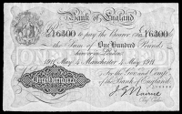 J.G. Nairne, One Hundred Pounds, 4 May 1911, Y/27 16300, Manchester (Dugg. B208f). Small numbers at upper left,...