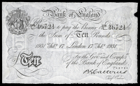 B.G. Catterns, Ten Pounds, 17 February 1931, 188/L 46721 (Dugg. B229). About extremely fine 	£350-400