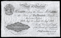 B.G. Catterns, One Hundred Pounds, 13 August 1929, 65/Y 15206, Leeds (Dugg. B232). Lightly pressed, otherwise very...