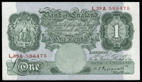 K.O. Peppiatt, One Pound, 1934-40, L39A 586475, last prefix (Dugg. B239). Good extremely fine 	£180-220