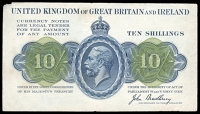 Ten Shillings, c. 1916, uniface essay for third series, on paper. Thinning on top corners and missing tiny piece...