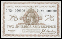 Two Shillings and Sixpence, 1918, A/1 000000, colour trial (Dugg. T22). Small number on back, otherwise about...