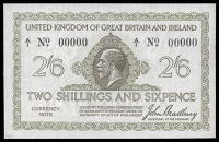 Two Shillings and Sixpence, 1918, A/1 00000, proof (Dugg. T22p). About uncirculated, rare 	£5,000-6,000