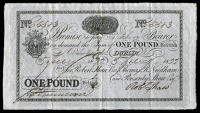 Co. Dublin, Dublin, Shaws Bank, One Pound British, 5 July 1833, no. 5583, for Sir Robert Shaw Bart, Thomas R....
