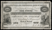 Agricultural & Commercial Bank of Ireland, One Pound, 15 September 1838, no. 5567, Enniscorthy (AG 5a, this note...