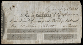 Agricultural & Commercial Bank of Ireland, cheque for Thirty Two Pounds, 26 July 1836, Cavan. Pinholes and small...