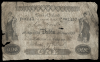One Pound, 10 August 1849, D/F 743, signature uncertain (BA 34, this note illustrated; Pick A15, illustrated)....
