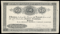 Fifty Pounds, uniface black and white proof on paper, perforated specimen c skipper & east (BB 57a; Pick A54). Line...