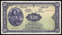Fifty Pounds, 20 June 1946, 01Y 024824, Brennan-McElligott signatures (LTN 31; MacDevitt E-122). Two tiny holes...