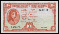 Ten Shillings, 10 September 1928, A/08 033185, Brennan-McElligott signatures (LTN 1; MacDevitt E-065). Good very...