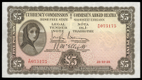 Five Pounds, 23 October 1928, T/11 075175, Brennan-McElligott signatures (LTN 3; MacDevitt E-088). Good very fine to...