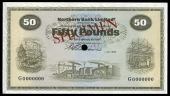 Fifty Pounds, 1 July 1970, colour trial in olive green, G 0000000, signature of W.S. Wilson, stamped specimen in...