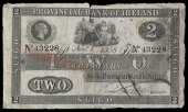 Two Pounds, 1 November 1858, no. 43228, Sligo, stamped cancelled on left side, signature crossed through at bottom...