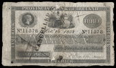 Three Pounds, 15 October 1852, no. 11578, Limerick, stamped cancelled on left side (PR 40; Pick –). Split and...