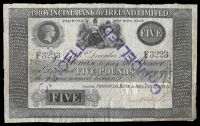 Five Pounds, 5 December 1899, F 3223, stamped cancelled twice (PR 60; Pick A108). Not split and rejoined at centre,...