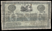 One Pound, 1 August 1919, W 59759, signature uncertain (PR 73; Pick A123). Uneven horizontal cut across centre,...